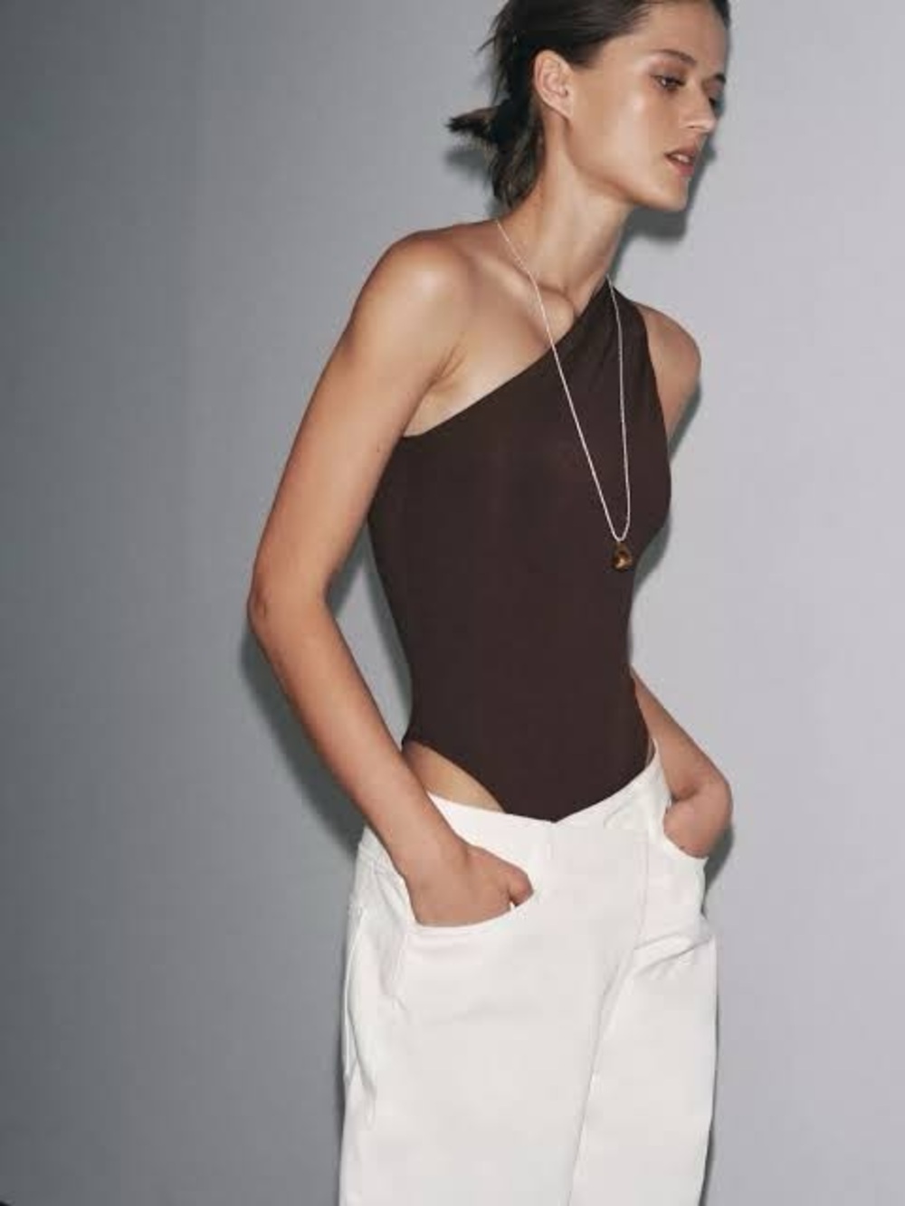Zara Black Bodysuit One Shoulder Back Cutout NEW NWT Women’s Small Basics